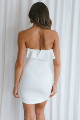 Blue Moon Ruffle Neckline Mini Dress White
